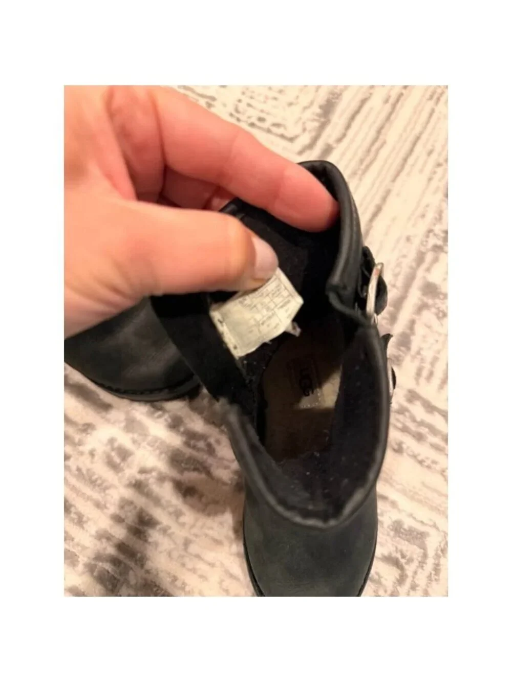 UGG Toddler Girls Size 9 Harwell Buckled 1100183T Leather Boot Black